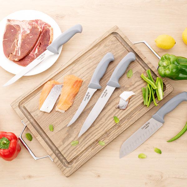 Restaurantware Comfy Grip Gray Stainless Steel 6" Boning Knife - 1 Count Box