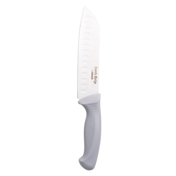 Restaurantware Comfy Grip Gray Stainless Steel 7" Santoku Knife - 1 Count Box