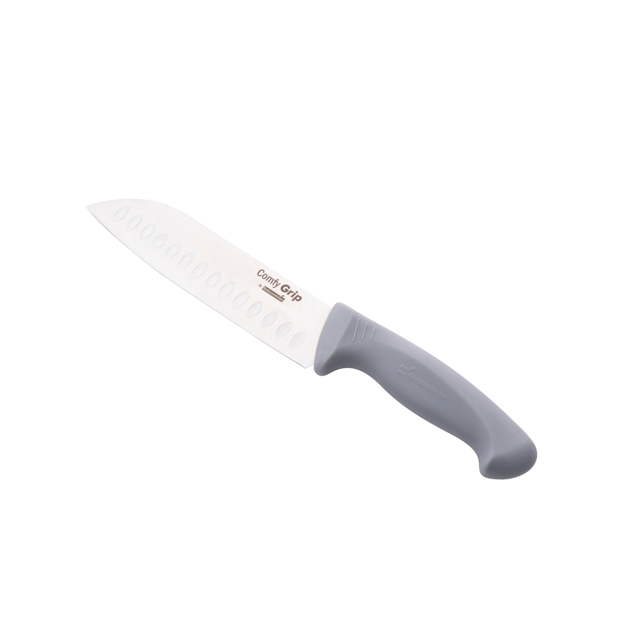 restaurantware Comfy Grip Gray Stainless Steel 7" Santoku Knife - 1 count box