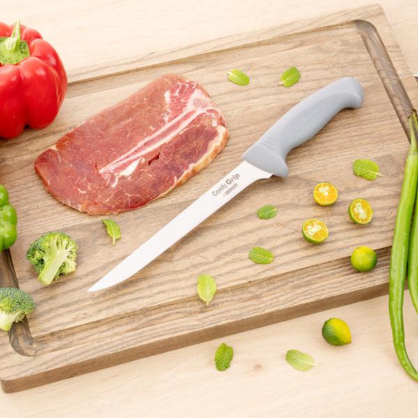 Restaurantware Comfy Grip Gray Stainless Steel 8" Boning Knife - 1 Count Box