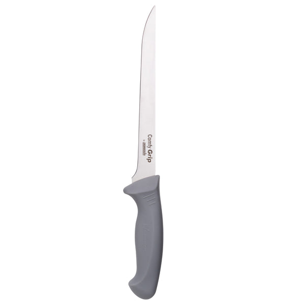 Restaurantware Comfy Grip Gray Stainless Steel 8" Boning Knife - 1 Count Box
