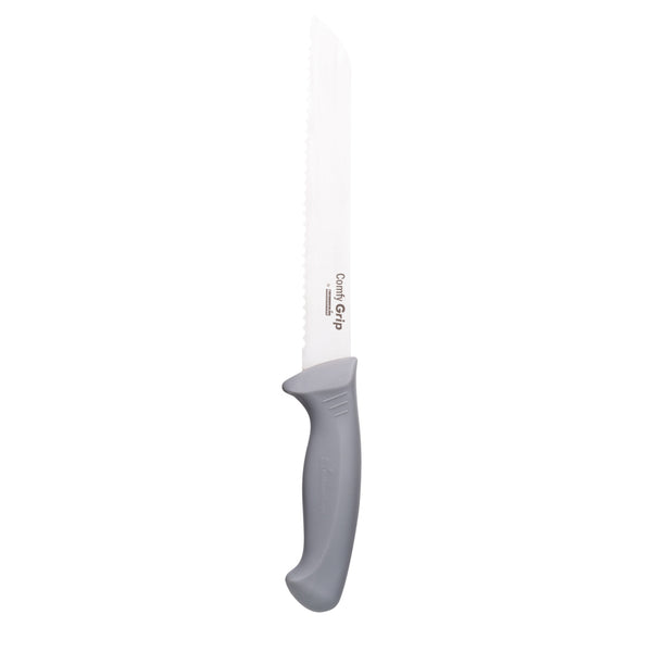 Restaurantware Comfy Grip Gray Stainless Steel 8" Bread Knife - 1 Count Box