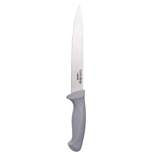 Restaurantware Comfy Grip Gray Stainless Steel 8" Carving Knife - 1 Count Box