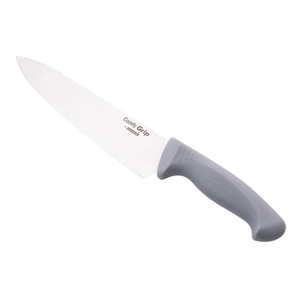 Restaurantware Comfy Grip Gray Stainless Steel 8" Chef's Knife - 1 Count Box