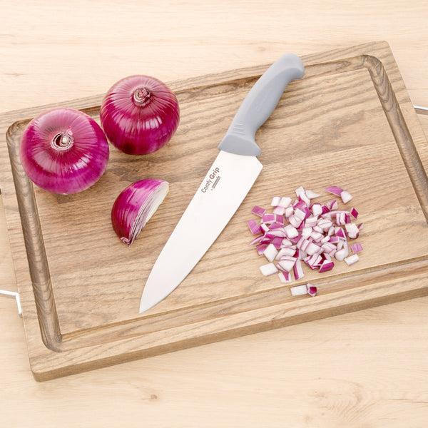 Restaurantware Comfy Grip Gray Stainless Steel 8" Chef's Knife - 1 Count Box