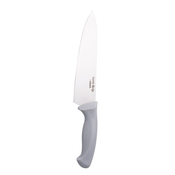 Restaurantware Comfy Grip Gray Stainless Steel 8" Chef's Knife - 1 Count Box