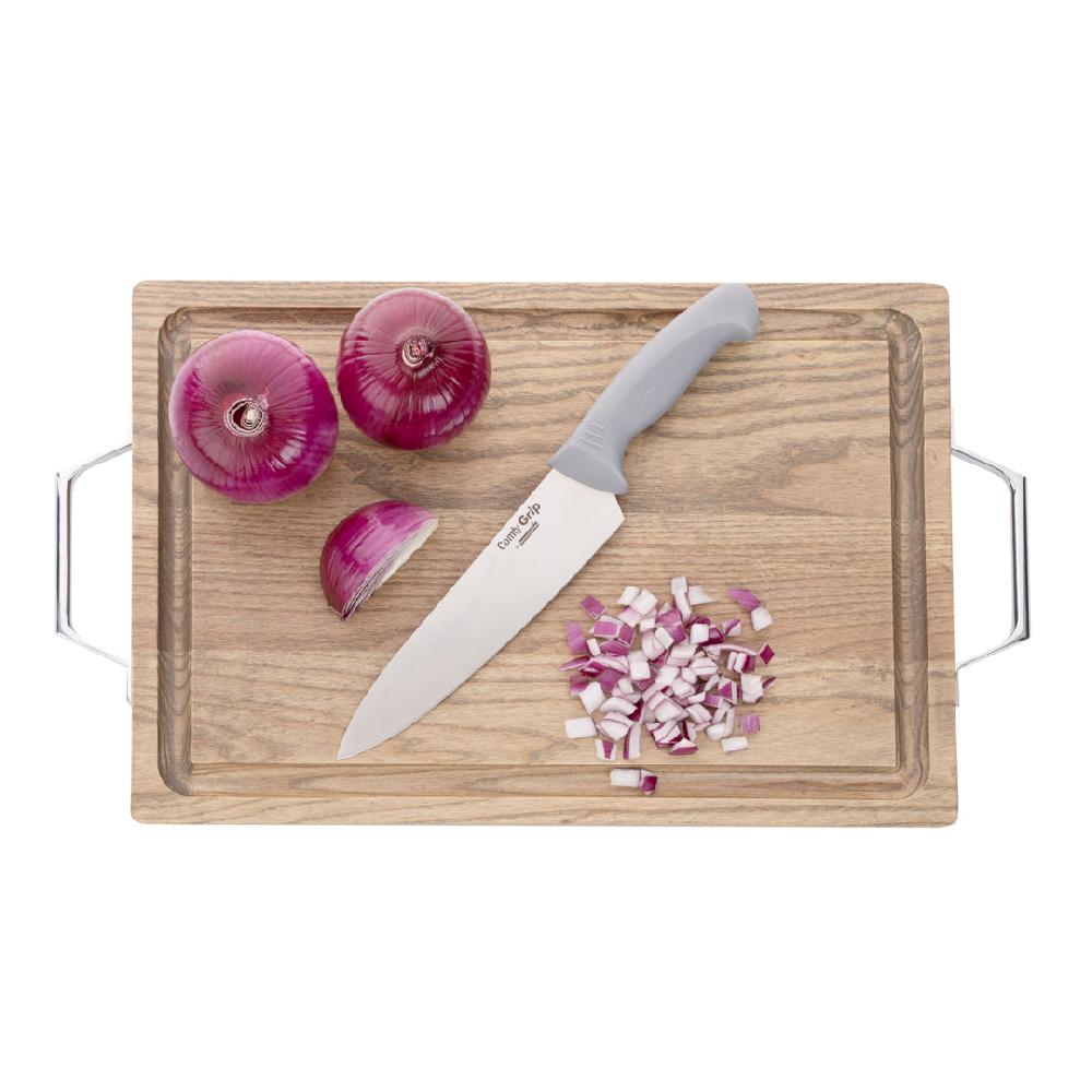 restaurantware Comfy Grip Gray Stainless Steel 8" Chef's Knife - 1 count box