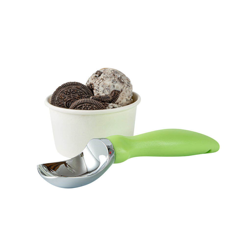 restaurantware Comfy Grip Green Metal Ice Cream Scoop - 7 3/4" x 2" x 1 3/4" - 1 count box