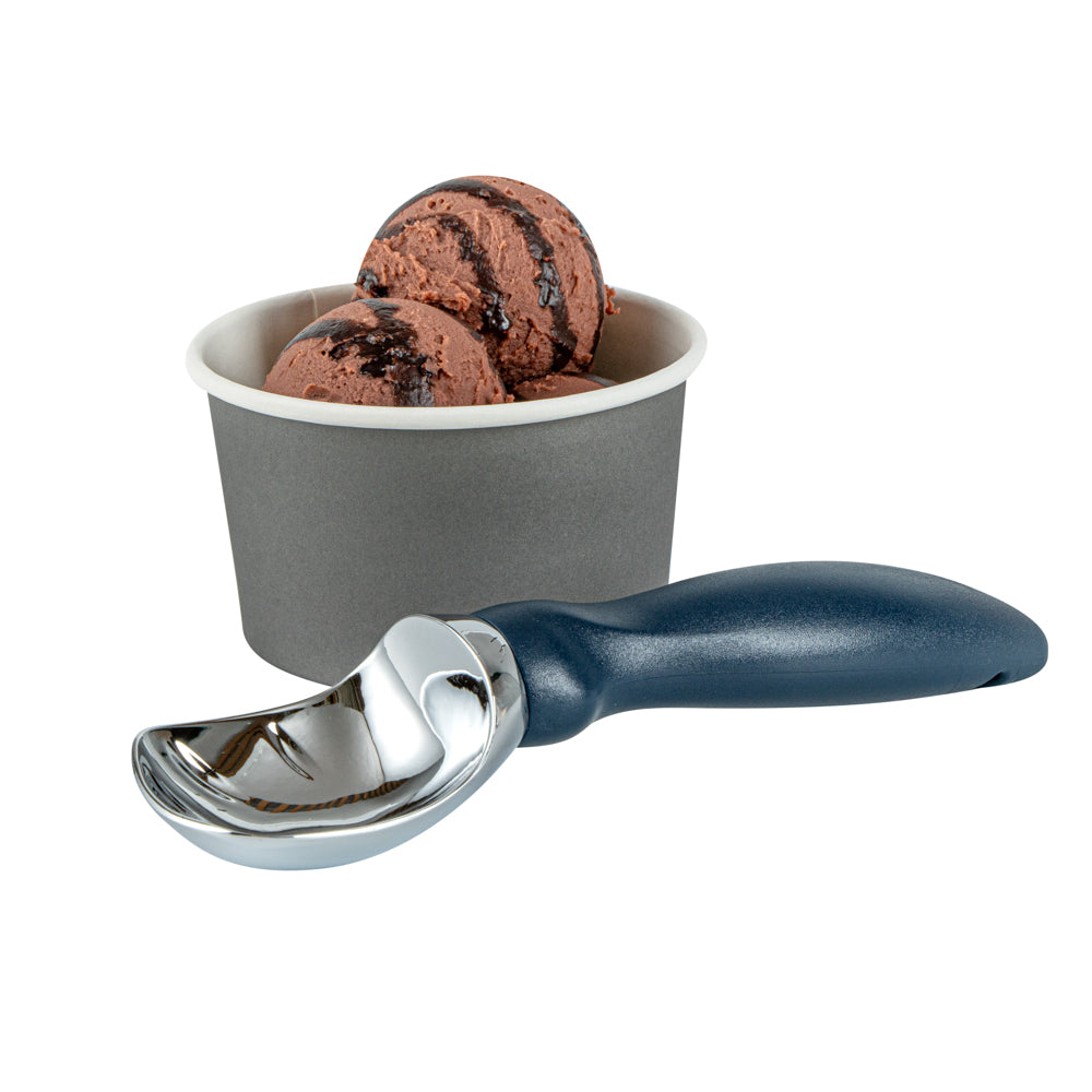 restaurantware Comfy Grip Navy Blue Metal Ice Cream Scoop - 7 3/4" x 2" x 1 3/4" - 1 count box
