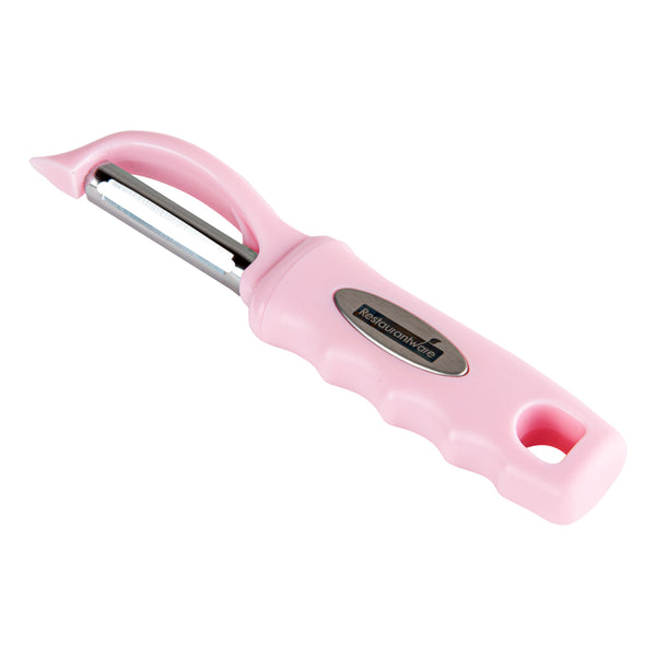 Restaurantware Comfy Grip Pink Stainless Steel Vegetable Peeler - 7 1/2" - 1 Count Box