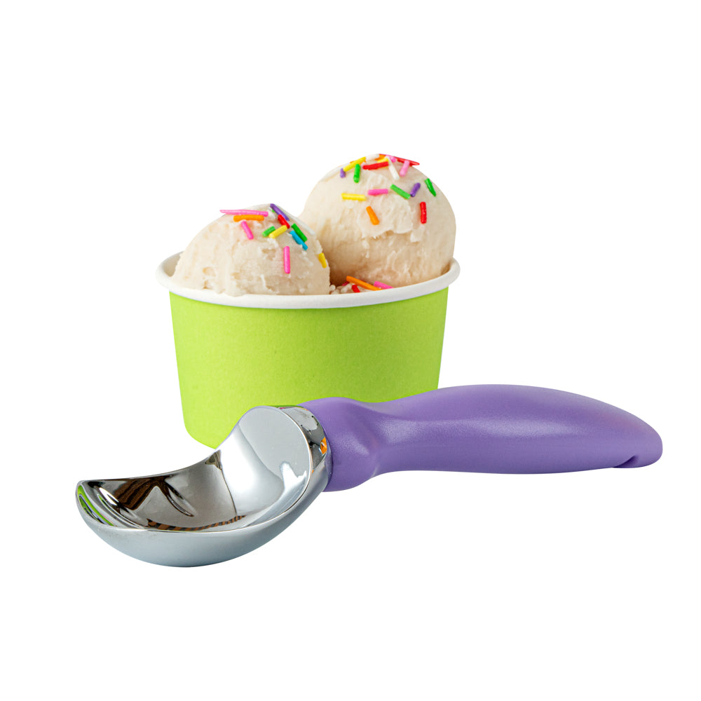 restaurantware Comfy Grip Purple Metal Ice Cream Scoop - 7 3/4" x 2" x 1 3/4" - 1 count box
