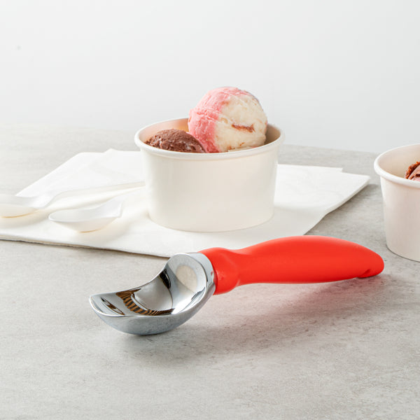Restaurantware Comfy Grip Red Metal Ice Cream Scoop - 7 3/4" X 2" X 1 3/4" - 1 Count Box