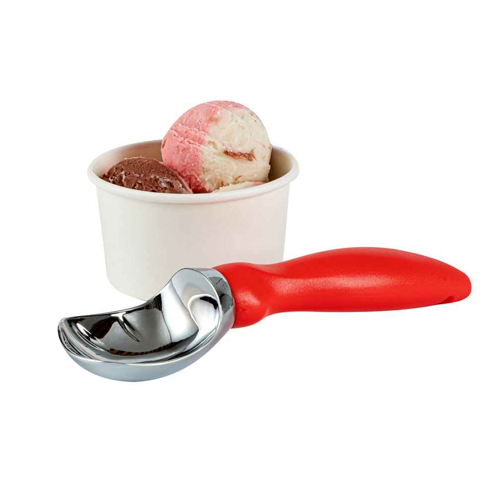 restaurantware Comfy Grip Red Metal Ice Cream Scoop - 7 3/4" x 2" x 1 3/4" - 1 count box