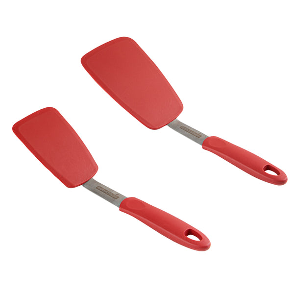 Restaurantware Comfy Grip Red Silicone 2-Piece Solid Turner Set - 1 Count Box