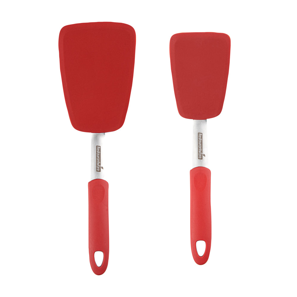 restaurantware Comfy Grip Red Silicone 2-Piece Solid Turner Set - 1 count box