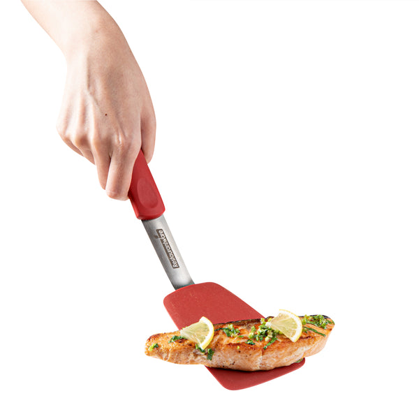 Restaurantware Comfy Grip Red Silicone Solid Turner - 12" - 1 Count Box