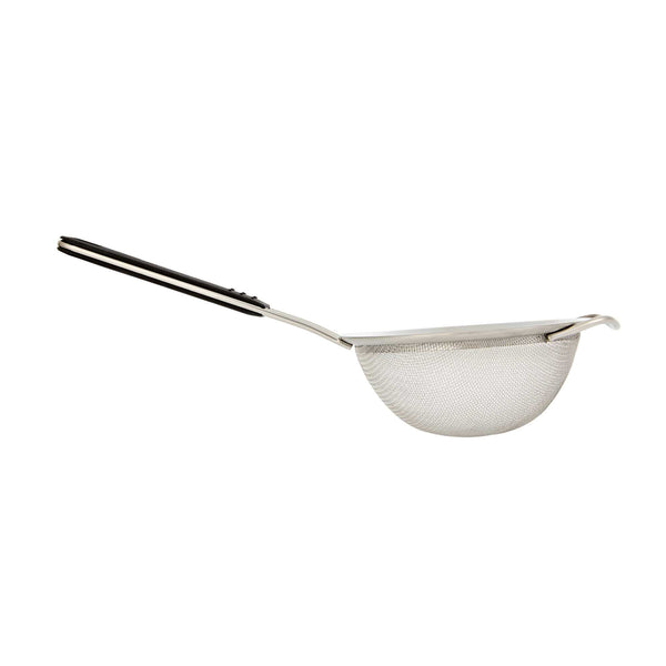 Restaurantware Comfy Grip Round Stainless Steel Extra Fine Mesh Strainer - With Silicone Handle - 7" - 1 Count Box