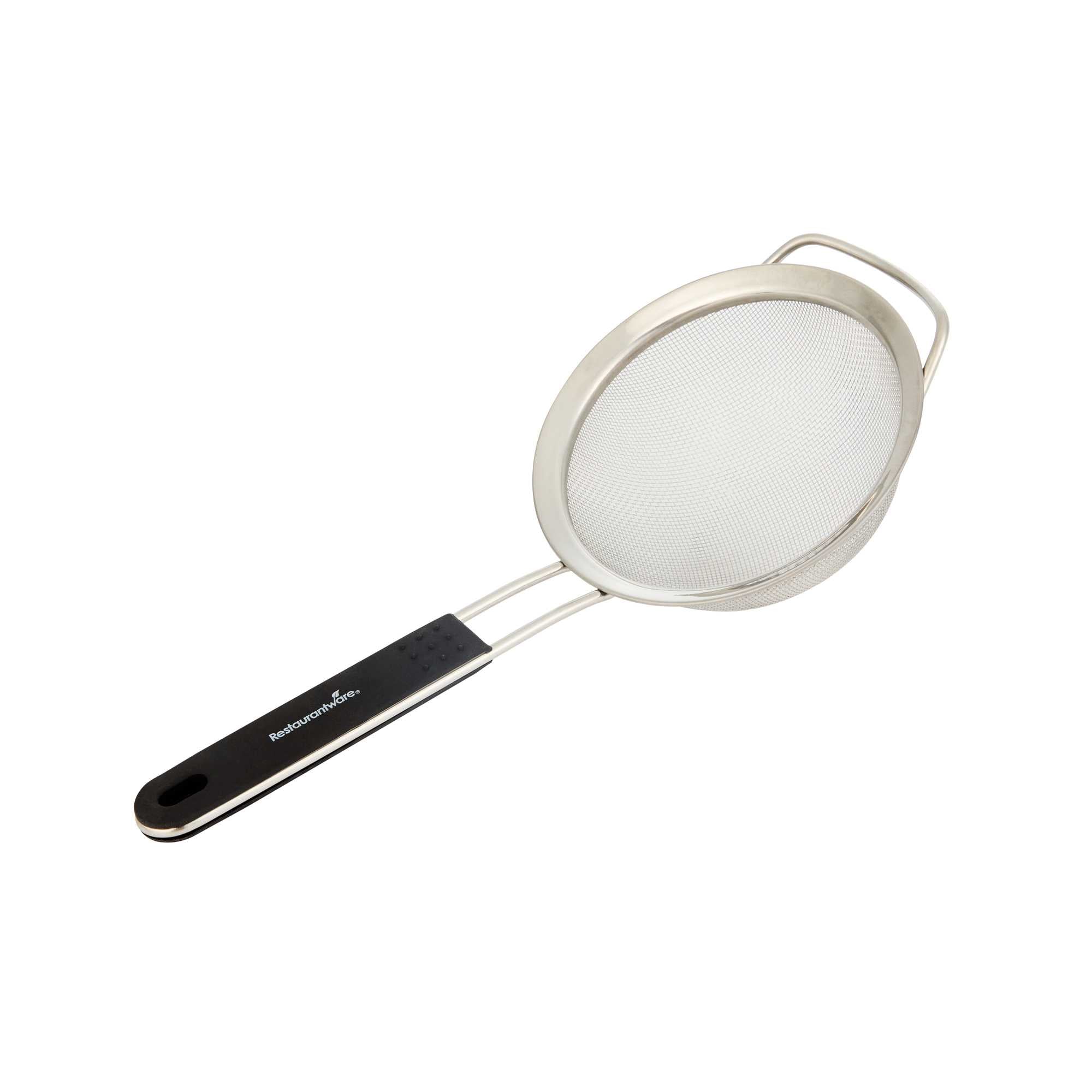 restaurantware Comfy Grip Round Stainless Steel Extra Fine Mesh Strainer - with Silicone Handle - 5 1/2" - 1 count box
