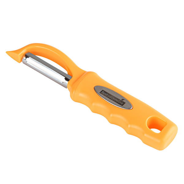 Restaurantware Comfy Grip Tangerine Orange Stainless Steel Vegetable Peeler - 7 1/2" - 1 Count Box