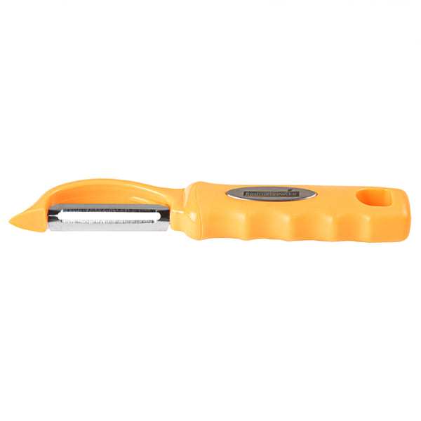 Restaurantware Comfy Grip Tangerine Orange Stainless Steel Vegetable Peeler - 7 1/2" - 1 Count Box