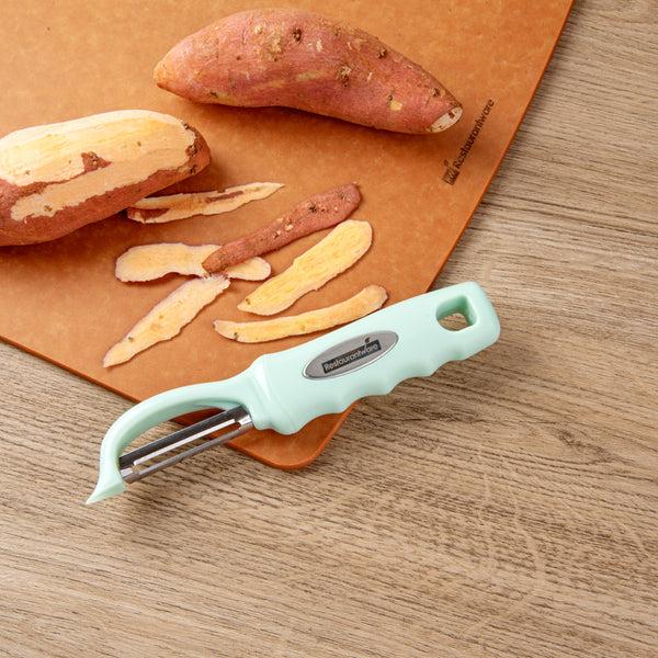 Restaurantware Comfy Grip Teal Stainless Steel Vegetable Peeler - 7 1/2" - 1 Count Box