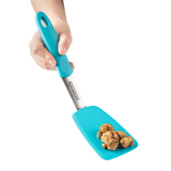 Restaurantware Comfy Grip Turquoise Silicone 2-Piece Solid Turner Set - 1 Count Box