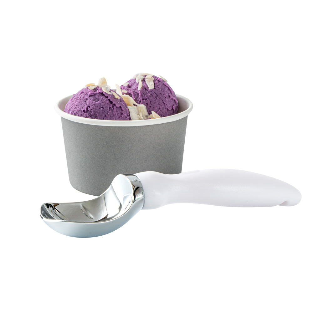 restaurantware Comfy Grip White Metal Ice Cream Scoop - 7 3/4" x 2" x 1 3/4" - 1 count box