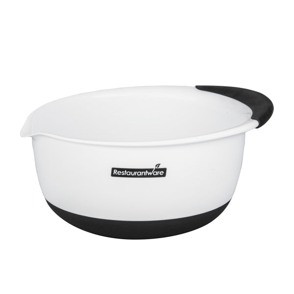 Restaurantware Comfy Grip White Plastic 3-Piece Mixing Bowl Set - With Pour Spout - 1 Count Box