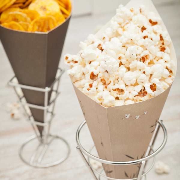 Restaurantware Cone Tek Bamboo Print Paper Food Cone - 11 1/2" X 5 1/2" - 100 Count Box