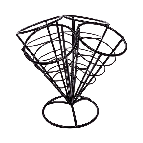 Restaurantware Cone Tek Black Iron Cone Stand - 4 Slots - 3 1/2" X 3 1/2" X 6 3/4" - 1 Count Box