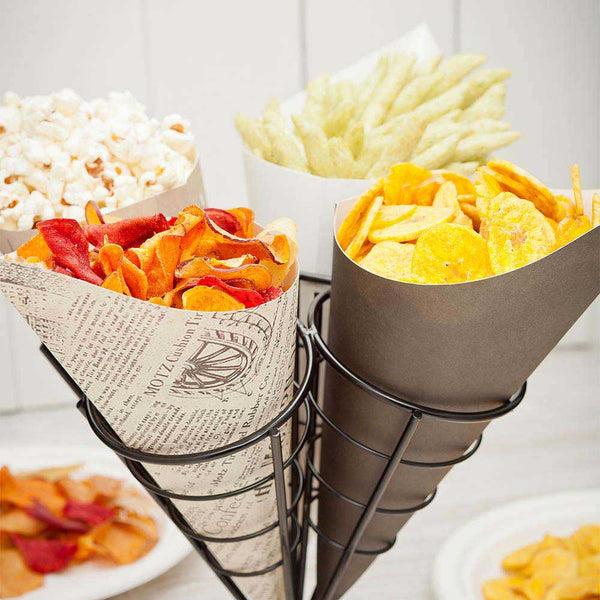 Restaurantware Cone Tek Black Iron Cone Stand - 4 Slots - 3 1/2" X 3 1/2" X 6 3/4" - 1 Count Box