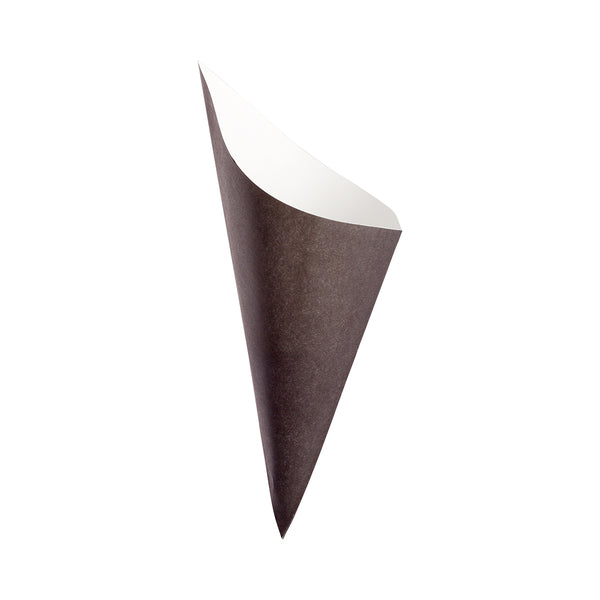 Restaurantware Cone Tek Black Paper Food Cone - 9 1/2" X 4 1/2" - 100 Count Box