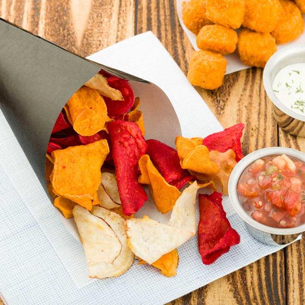 Restaurantware Cone Tek Black Paper Food Cone - Greaseproof - 8" X 8" - 100 Count Box