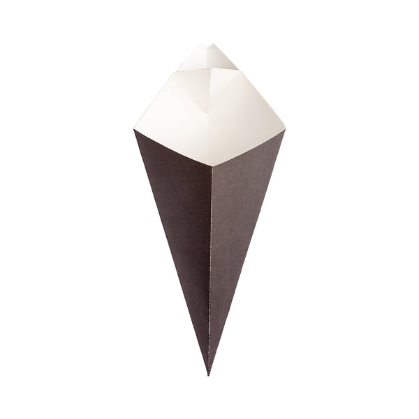Restaurantware Cone Tek Black Paper Food Cone - With Dipping Pocket - 9 1/2" X 5 1/2" - 100 Count Box