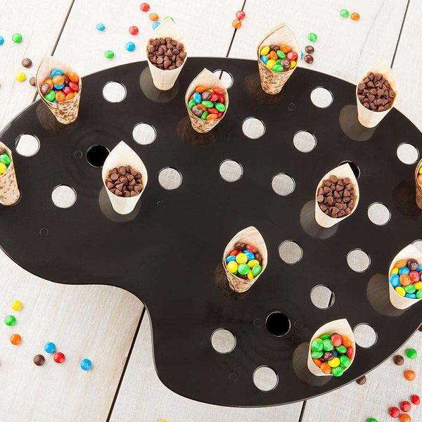 Restaurantware Cone Tek Black Plastic Palette Cone Holder - For Mini Cones 35 Slots - 16" X 13" X 3" - 4 Count Box