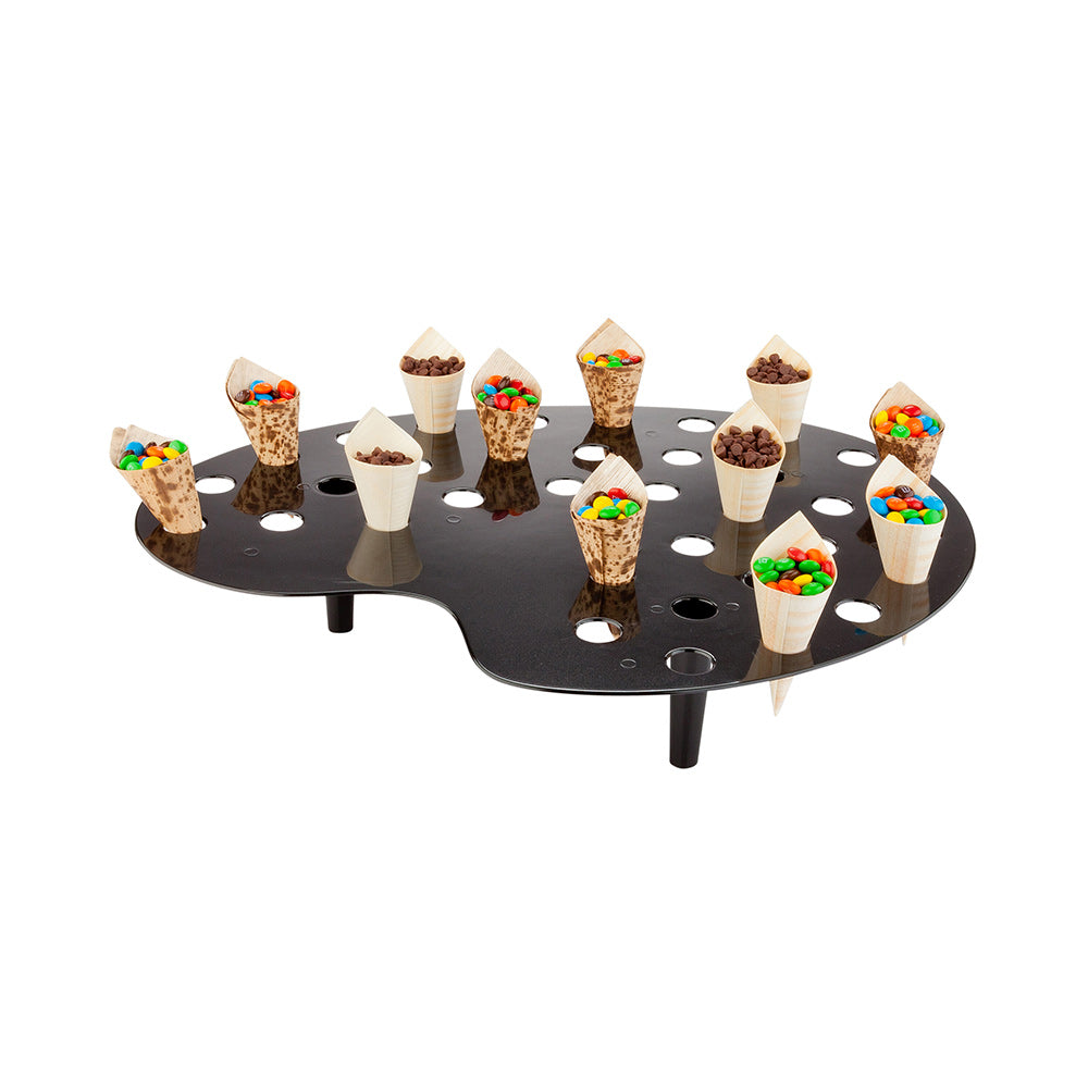 restaurantware Cone Tek Black Plastic Palette Cone Holder - For Mini Cones 35 slots - 16" x 13" x 3" - 4 count box