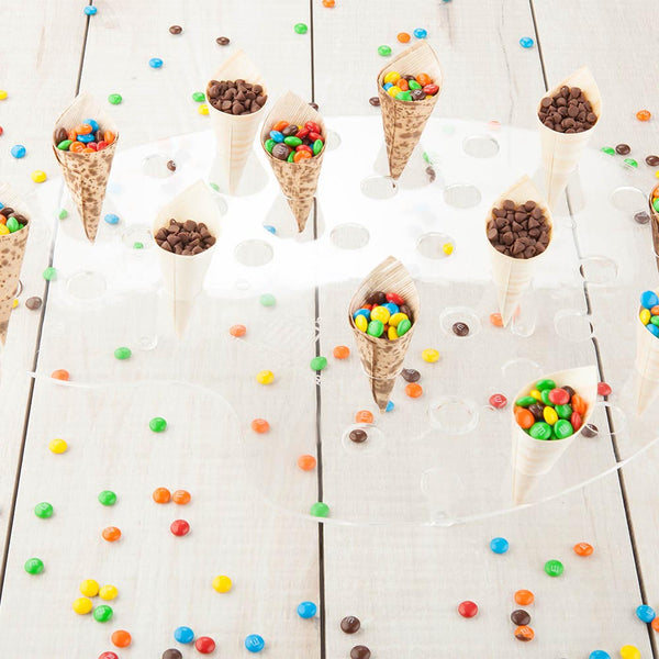 Restaurantware Cone Tek Clear Plastic Palette Cone Holder - For Mini Cones 35 Slots - 16" X 13" X 3" - 4 Count Box