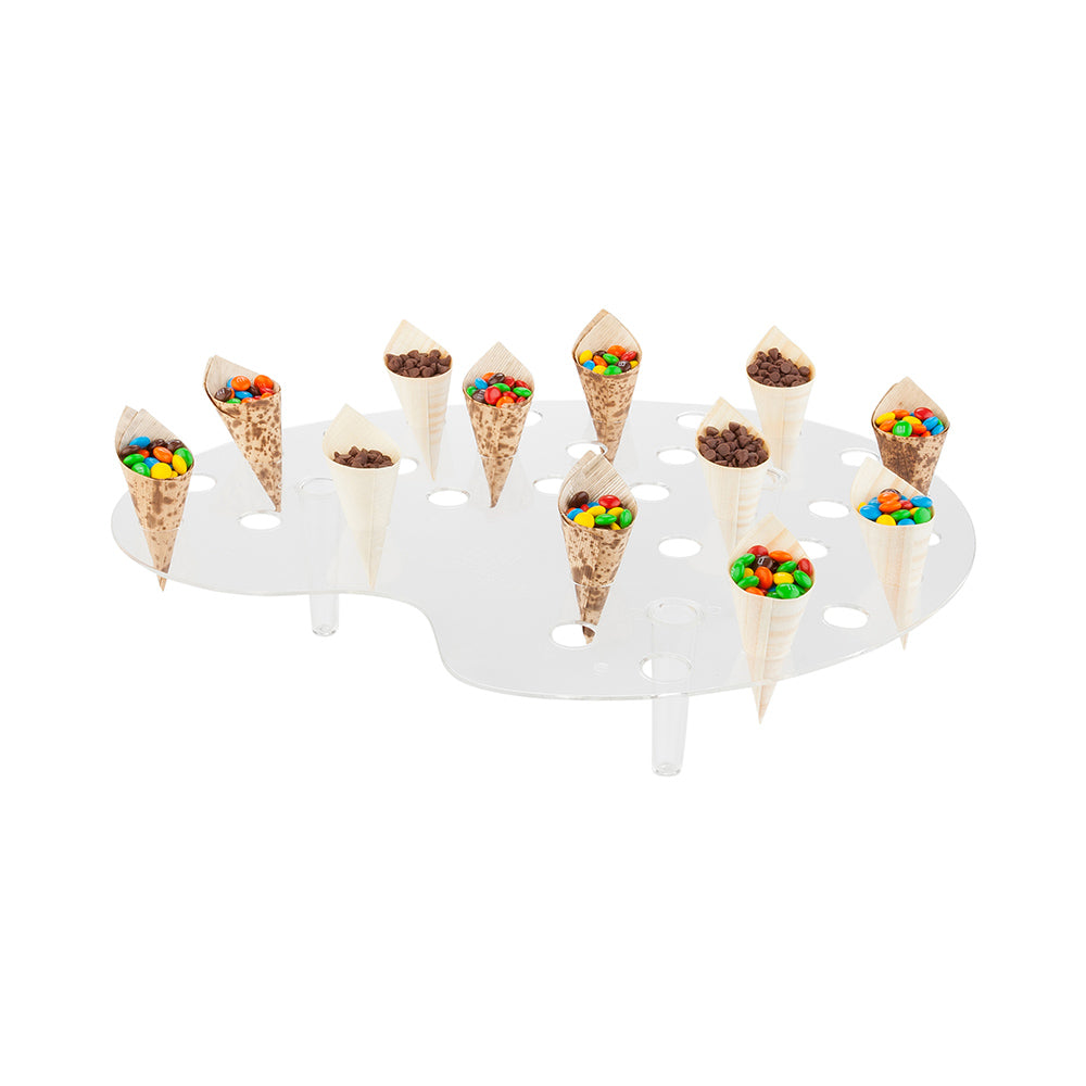 restaurantware Cone Tek Clear Plastic Palette Cone Holder - For Mini Cones 35 slots - 16" x 13" x 3" - 4 count box