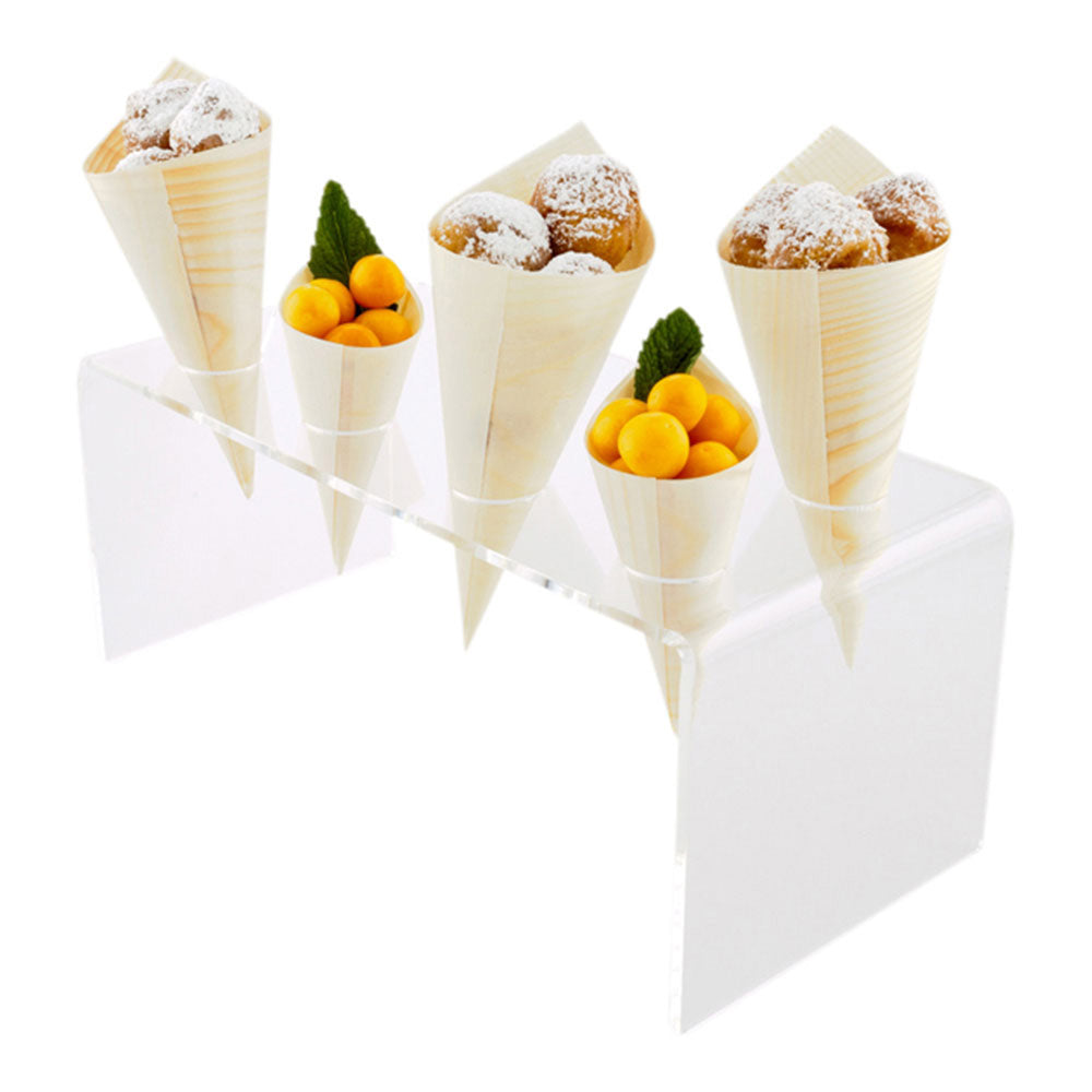 restaurantware Cone Tek Clear Plastic Plateau Cone Stand - 8 slots - 12 1/2" x 6" x 5 1/4" - 1 count box