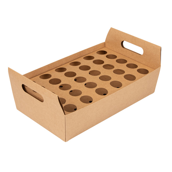 Restaurantware Cone Tek Kraft Paper Cone Holder - With Handles 30 Slots - 14 1/4" X 8 1/4" X 6" - 10 Count Box