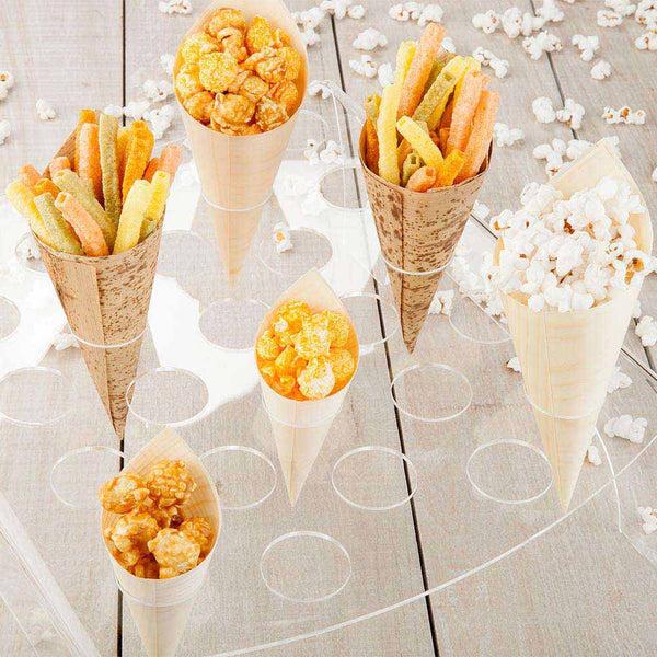 Restaurantware Cone Tek Rectangle Clear Plastic Acrylic Cone Stand - 25 Slots - 13 1/2" X 12 1/4" X 4 1/4" - 1 Count Box