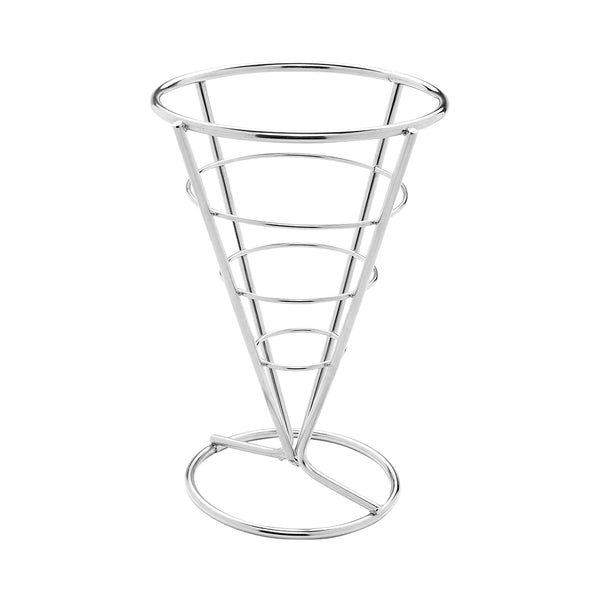Restaurantware Cone Tek Silver Stainless Steel Singolo Cone Stand - 4" X 4" X 5 1/2" - 1 Count Box