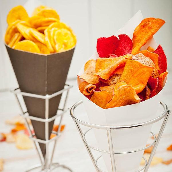 Restaurantware Cone Tek Silver Stainless Steel Singolo Cone Stand - 4" X 4" X 5 1/2" - 1 Count Box