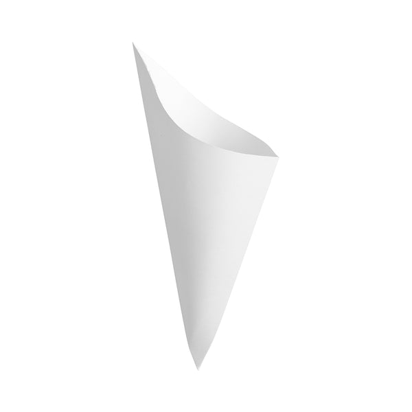 Restaurantware Cone Tek White Paper Food Cone - 9 1/2" X 4 1/2" - 100 Count Box