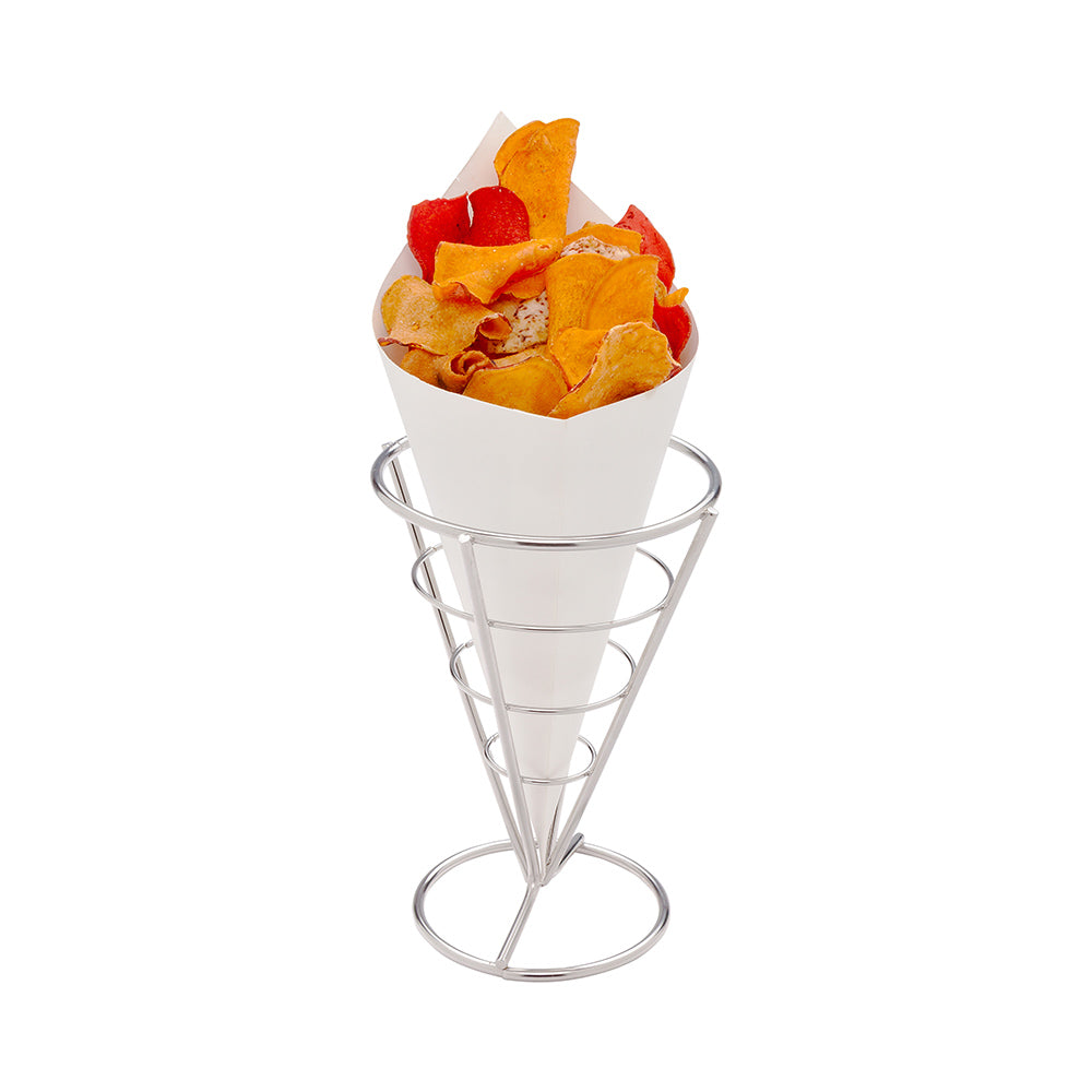 restaurantware Cone Tek White Paper Food Cone - 9 1/2" x 4 1/2" - 100 count box