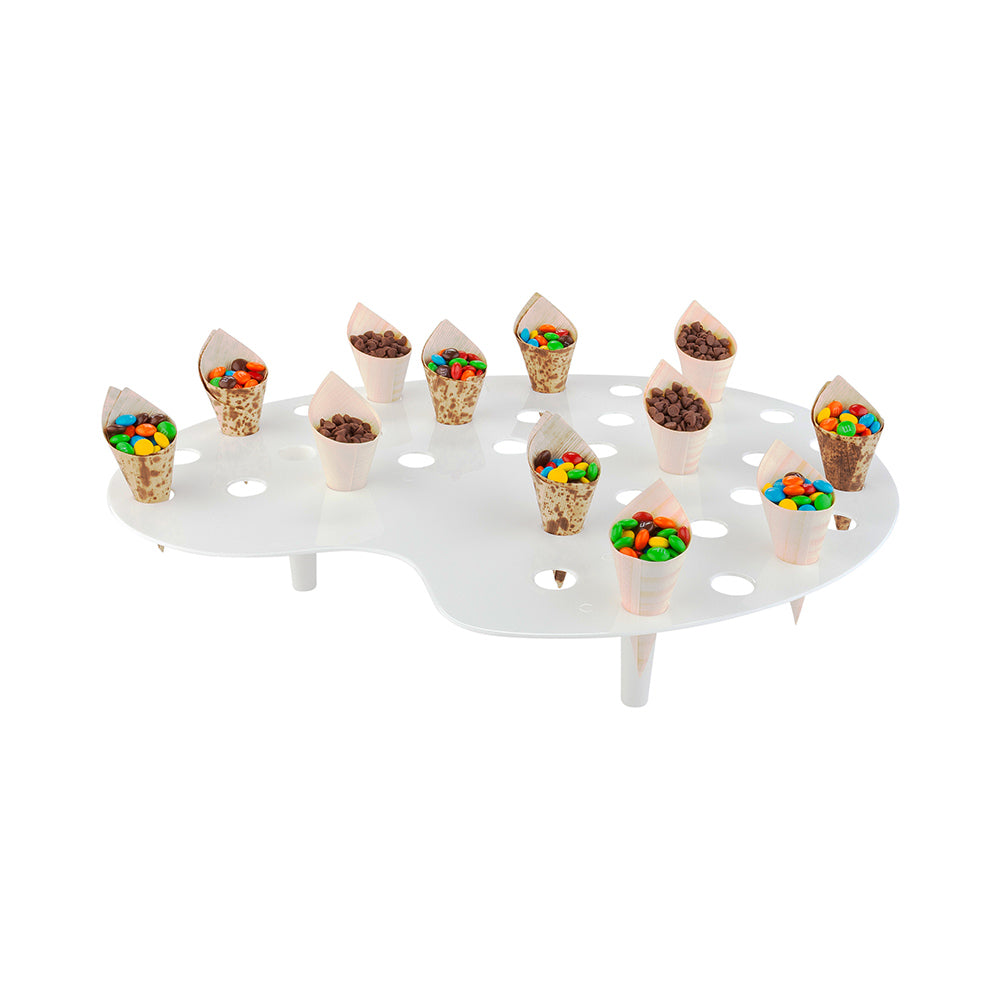 restaurantware Cone Tek White Plastic Palette Cone Holder - For Mini Cones 35 slots - 16" x 13" x 3" - 4 count box