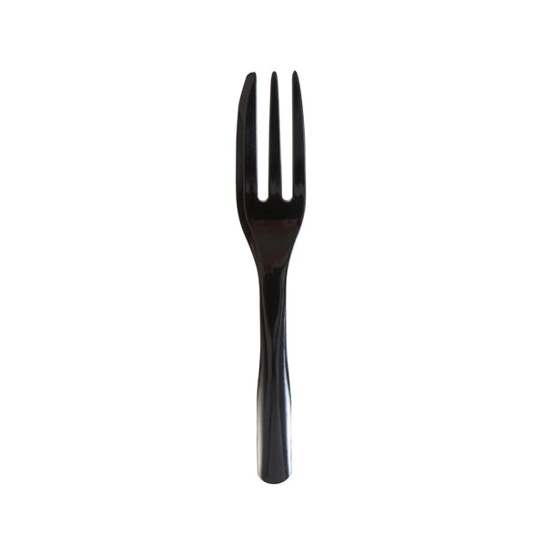 Restaurantware Coppetta Black Plastic Cake Fork With Knife Edge - 4" X 3/4" - 500 Count Box