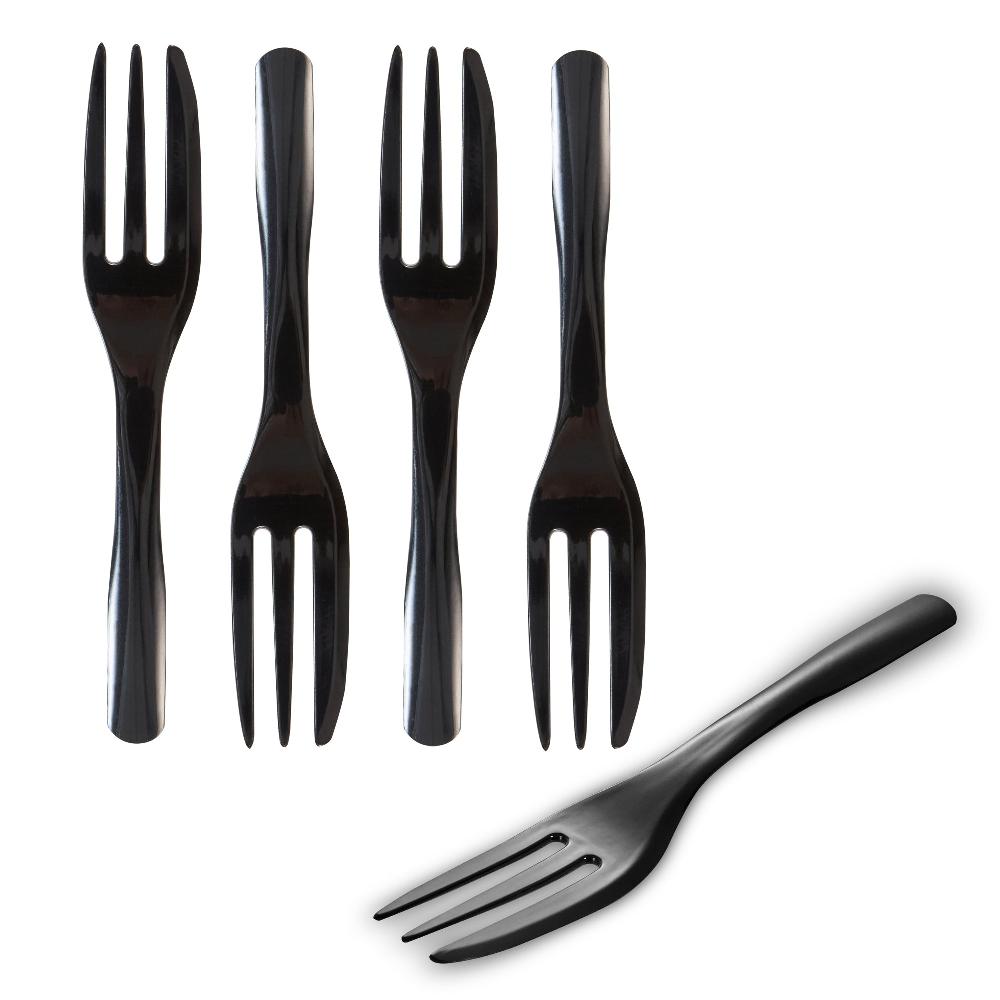restaurantware Coppetta Black Plastic Cake Fork with Knife Edge - 4" x 3/4" - 500 count box