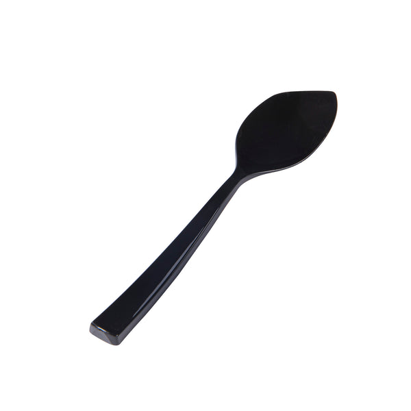 Restaurantware Coppetta Black Plastic Petal Spoon - 4 1/2" X 1" - 500 Count Box