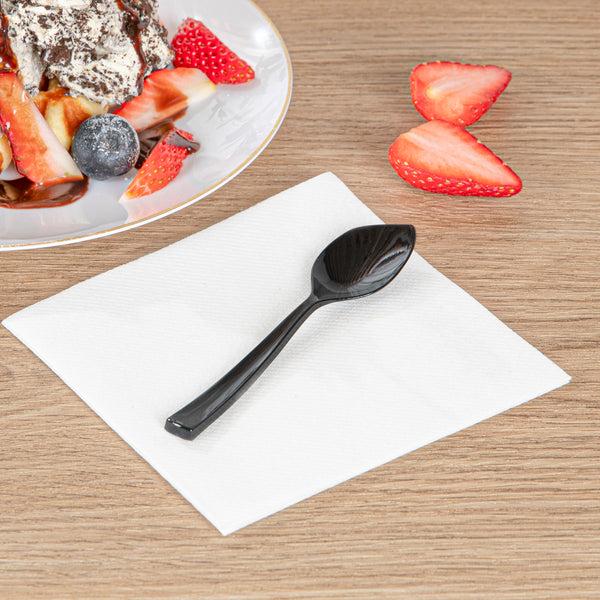 Restaurantware Coppetta Black Plastic Petal Spoon - 4 1/2" X 1" - 500 Count Box